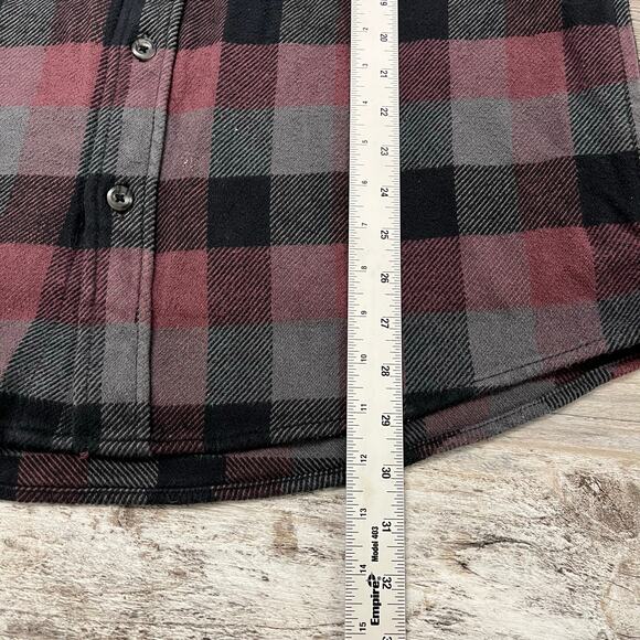 Orvis Red Black Check Mens L Flap Pocket Heavyweight Flannel Shirt Work Shacket - Picture 8 of 9
